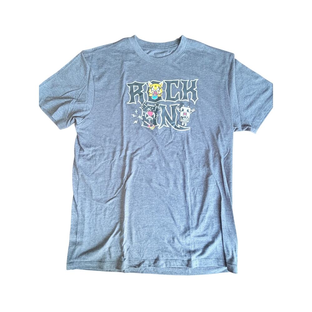 tokidoki x Aggretsuko T Shirt Mens L Rock On Sanrio Gray Graphic Tee Kawaii NWOT
